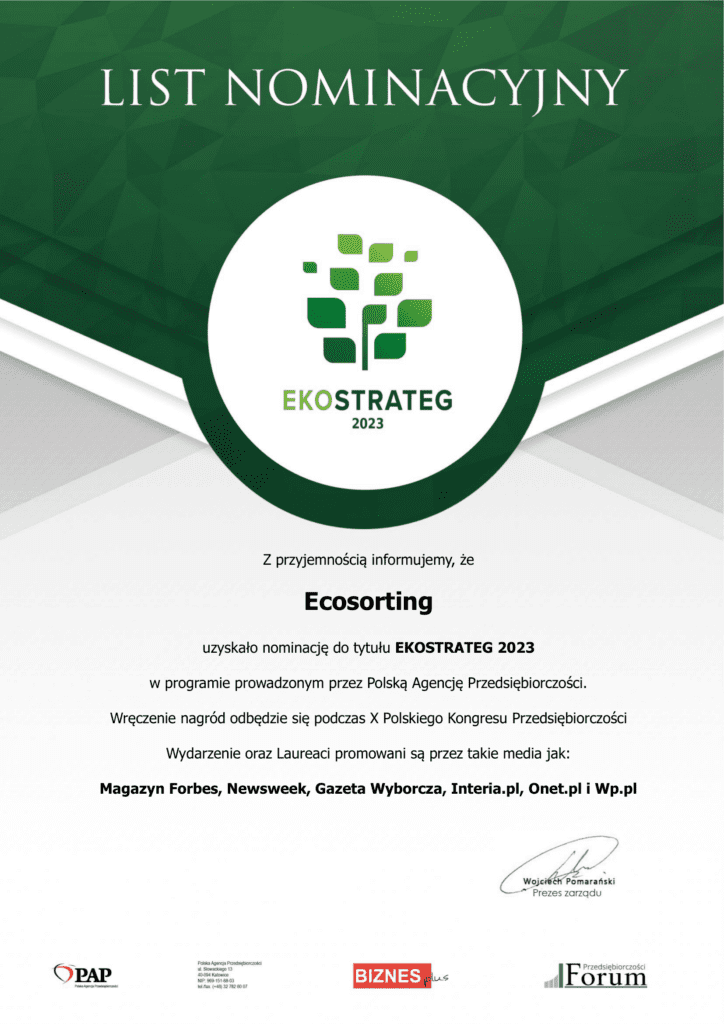 List nominacyjny Ecosorting - Ekostrateg 2023